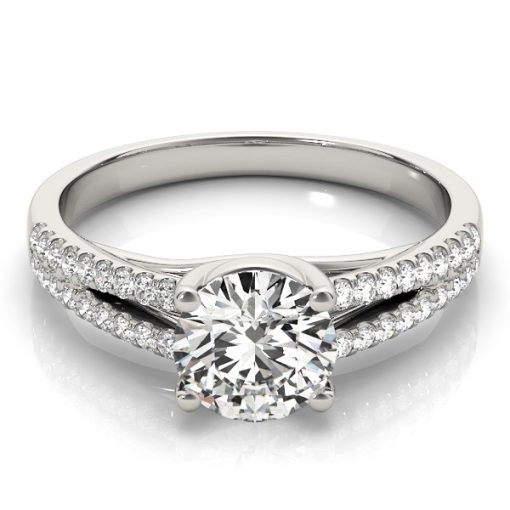 14k White Gold Split Shank Round Diamond Engagement Ring (1 1/8 cttw) - Image 2