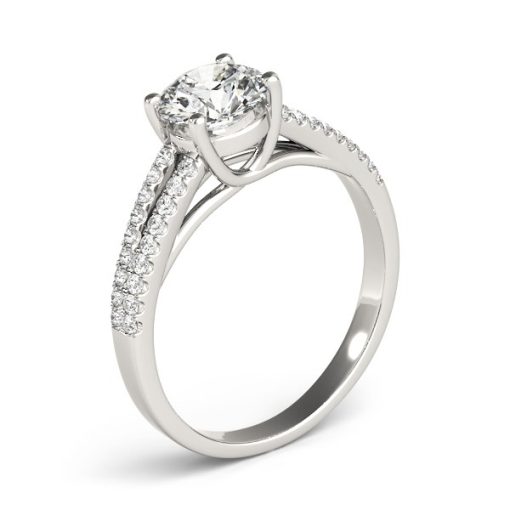 14k White Gold Split Shank Round Diamond Engagement Ring (1 1/8 cttw) - Image 3