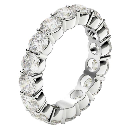 Round Cut Lab Grown Diamond Eternity Ring in 14k White Gold (4 cttw FG/VS2) - Image 4