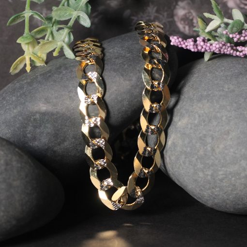 14k Two Tone Gold Pave Curb Chain (11.23 mm) - Image 3