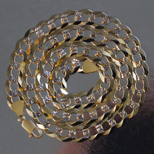 14k Two Tone Gold Pave Curb Chain (11.23 mm) - Image 4