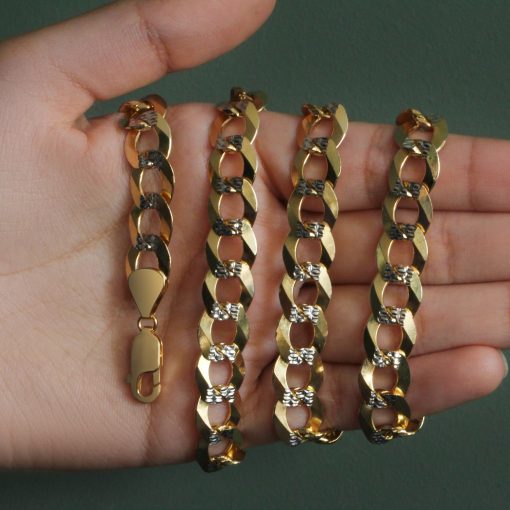 14k Two Tone Gold Pave Curb Chain (11.23 mm) - Image 5