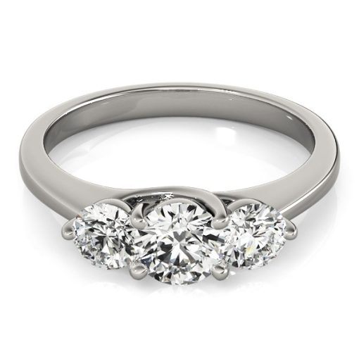 14k White Gold Classic 3 Stone Round Diamond Engagement Ring (1 cttw) - Image 2