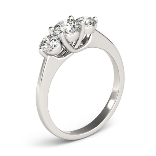14k White Gold Classic 3 Stone Round Diamond Engagement Ring (1 cttw) - Image 3