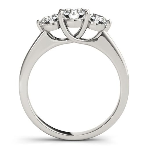14k White Gold Classic 3 Stone Round Diamond Engagement Ring (1 cttw) - Image 4
