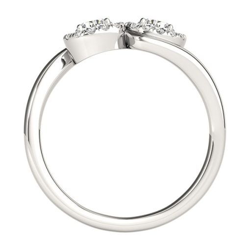 14k White Gold Halo Set Round Two Stone Diamond Ring (3/8 cttw) - Image 2