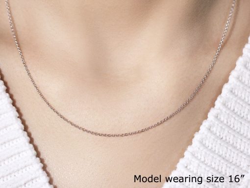 14k White Gold Round Cable Link Chain (1.30 mm) - Image 4