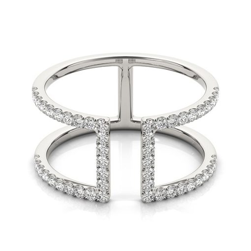 14k White Gold Modern Dual Band Style Diamond Ring (1/2 cttw) - Image 2