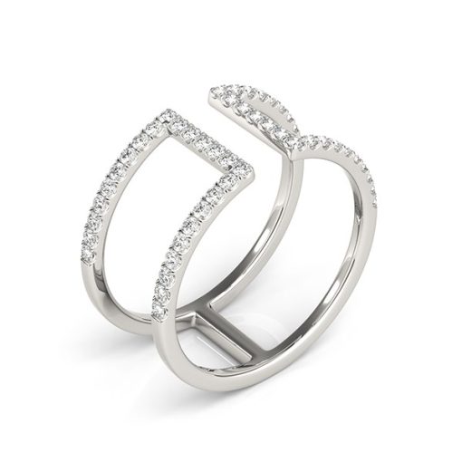 14k White Gold Modern Dual Band Style Diamond Ring (1/2 cttw) - Image 3
