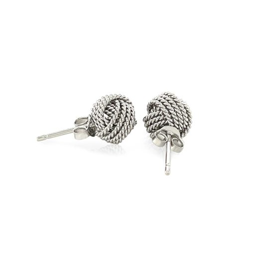 Sterling Silver Textured Love Knot Stud Style Earrings(9mm) - Image 2