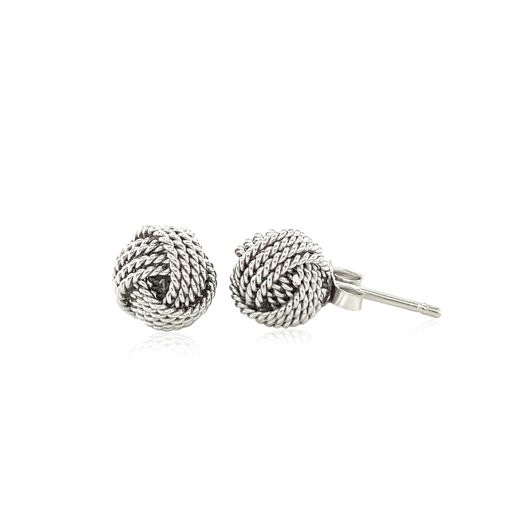 Sterling Silver Textured Love Knot Stud Style Earrings(9mm) - Image 3