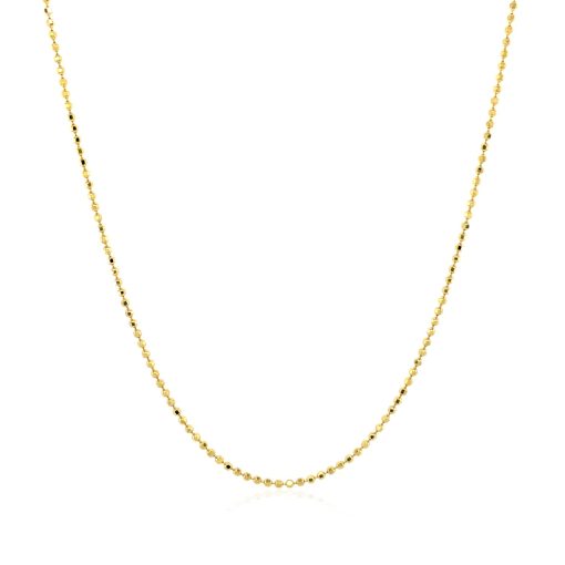 14k Yellow Gold Diamond Cut Bead Chain (0.90 mm) - Image 2