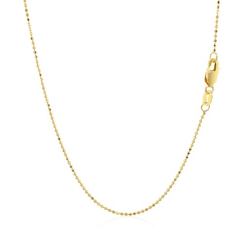 14k Yellow Gold Diamond Cut Bead Chain (0.90 mm) - Image 3
