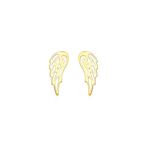 14k Yellow Gold Polished Wing Post Earrings