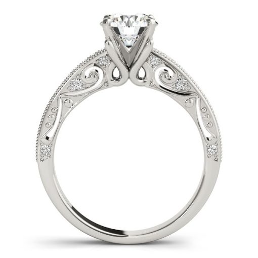 14k White Gold Antique Pronged Round Diamond Engagement Ring (1 1/8 cttw) - Image 2