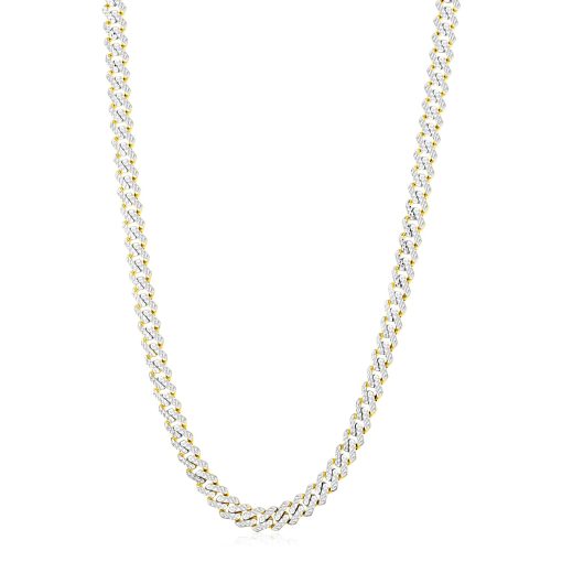 14k Yellow Gold White Pave High Polish Modern Lite Edge Chain (8.00 mm) - Image 2