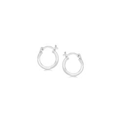 Sterling Silver Rhodium Plated Thin and Small Polished Hoop Earrings (2x10mm)