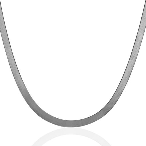 14k White Gold Super Flex Herringbone Chain (4.60 mm) - Image 2