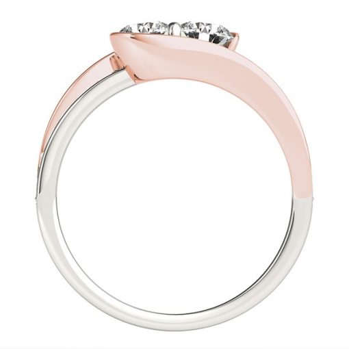 Two Stone Diamond Ring in 14k White And Rose Gold (3/4 cttw) - Image 3
