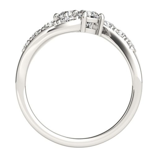 14k White Gold Two Stone Overlap Design Diamond Ring (1 cttw) - Image 2