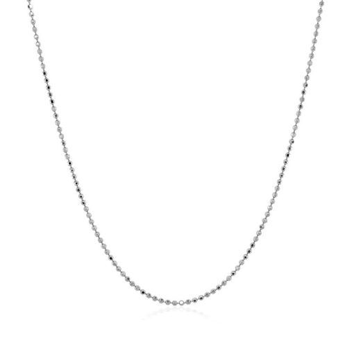 14k White Gold Diamond Cut Bead Chain (0.90 mm) - Image 2