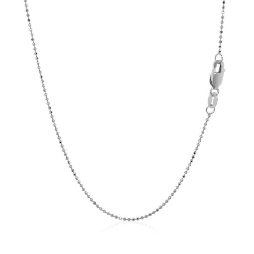 14k White Gold Diamond Cut Bead Chain (0.90 mm) - Image 3