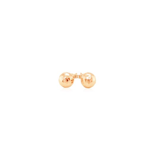 14k Rose Gold Ball Earrings with Faceted Texture(7mm) - Image 2