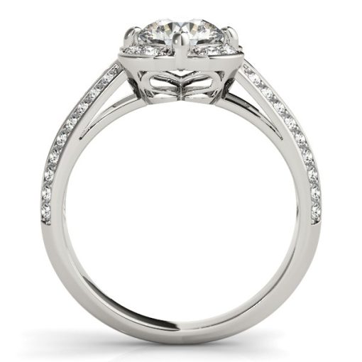 Round Diamond Floral Motif Engagement Ring in 14k White Gold (1 3/8 cttw) - Image 2