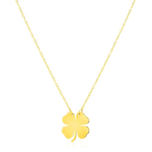 14K Yellow Gold Four Leaf Clover Necklace