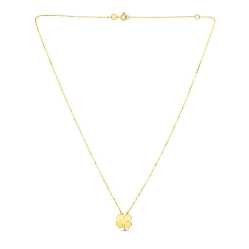 14K Yellow Gold Four Leaf Clover Necklace - Image 2