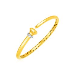 14k Yellow Gold Hinged Bangle Bracelet with Diamonds (3.40 mm)