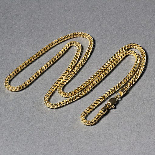 14k Yellow Solid Gold Diamond Cut Round Franco Chain (2.70 mm) - Image 4