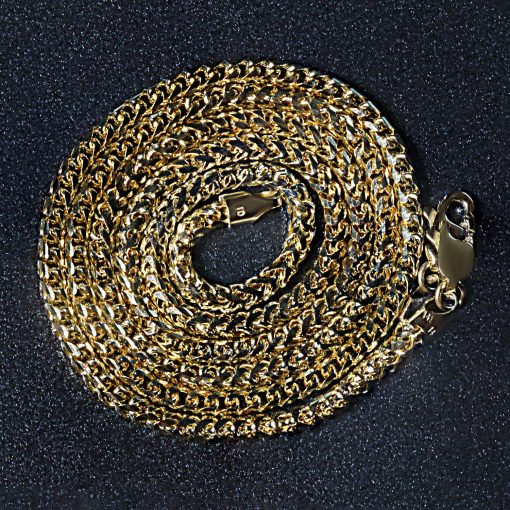 14k Yellow Solid Gold Diamond Cut Round Franco Chain (2.70 mm) - Image 5