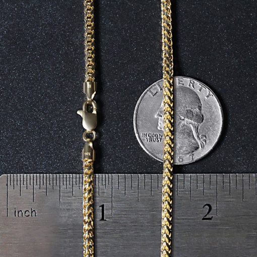 14k Yellow Solid Gold Diamond Cut Round Franco Chain (2.70 mm) - Image 6