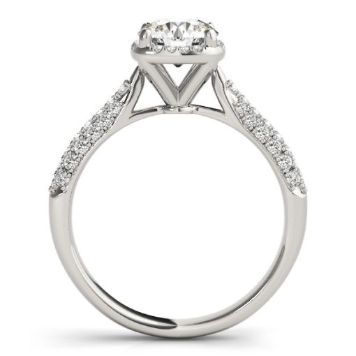 14k White Gold Halo Graduated Pave Shank Diamond Engagement Ring (1 1/3 cttw) - Image 4