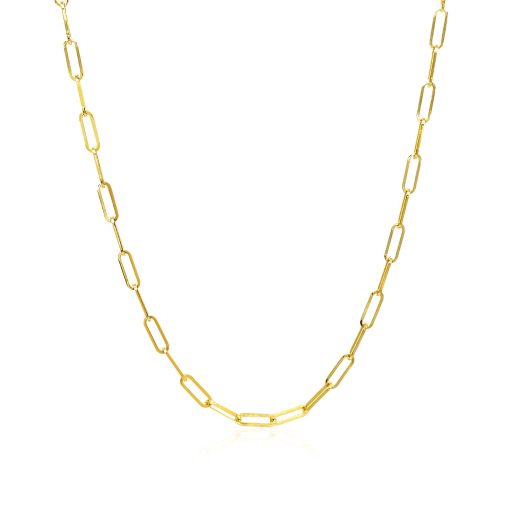 14K Yellow Gold Delicate Paperclip Chain (2.10 mm) - Image 2