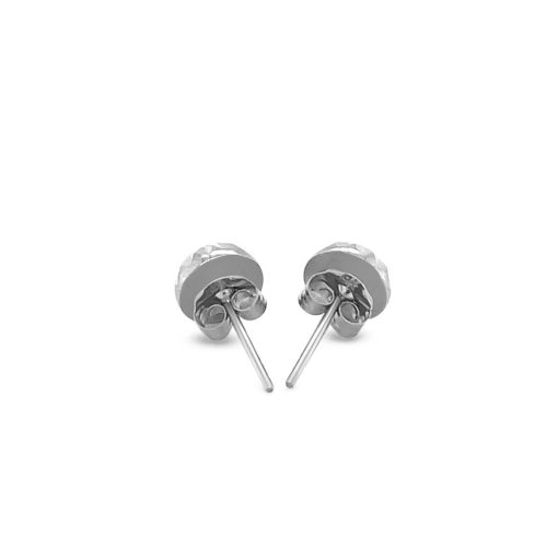 14k White Gold Textured Flat Style Stud Earrings(6mm) - Image 3