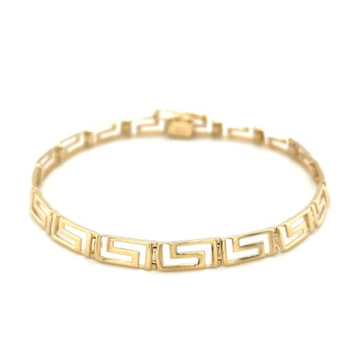 14k Yellow Gold Fancy Greek Key Motif Bracelet (6.35 mm) - Image 2