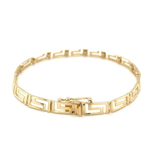 14k Yellow Gold Fancy Greek Key Motif Bracelet (6.35 mm) - Image 3
