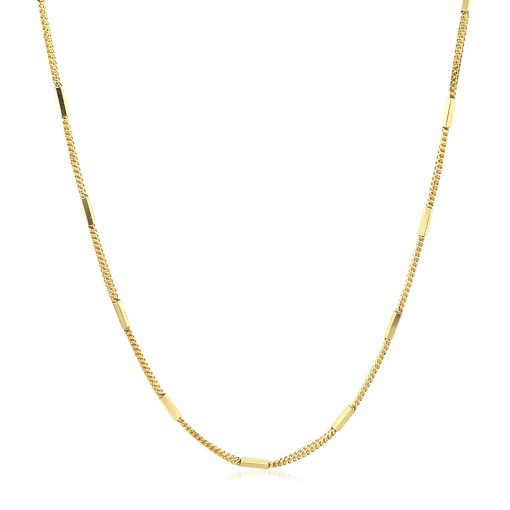 Diamond Cut Bar Links Pendant Chain in Yellow Gold (1.30 mm) - Image 2