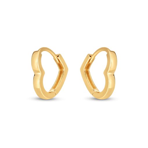 14k Yellow Gold Heart Huggie Hoops - Image 2