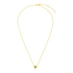 14k Yellow Gold 17 inch Necklace with Round Peridot