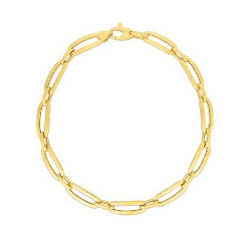 14k Yellow Gold 7 1/4 inch Bombay Paperclip Chain Bracelet (4.60 mm) - Image 2