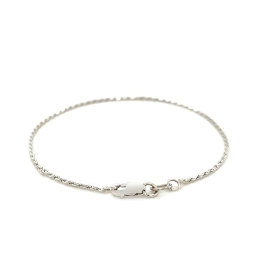 2.0mm 14k White Gold Diamond Cut Rope Anklet - Image 2