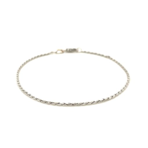 2.0mm 14k White Gold Diamond Cut Rope Anklet - Image 3