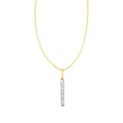 14k Yellow Gold Bar Pendant with Diamonds