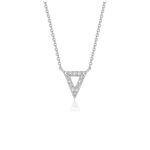 Diamond Inverted Triangle Pendant in 14k White Gold