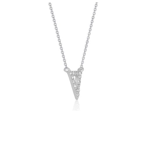 Diamond Inverted Triangle Pendant in 14k White Gold - Image 2
