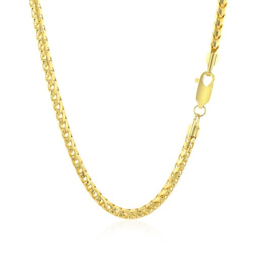 14k Yellow Solid Gold Diamond Cut Round Franco Chain (3.10 mm) - Image 3