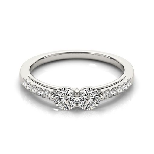 14k White Gold Two Stone Round Diamond Ring (5/8 cttw) - Image 3
